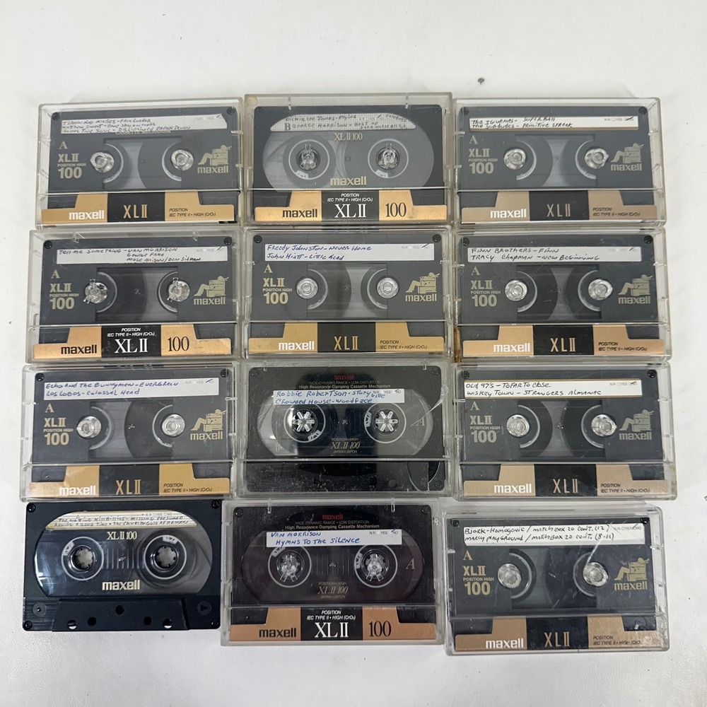 Maxell XLII 100 High Bias Cassette Tapes Lot of 12 used prerecorded